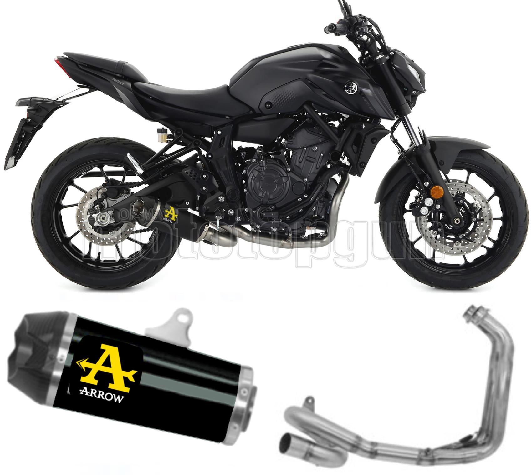 SCARICO OMOLOGATO OPEN ARROW WORKS IN NICHROM NERO CON FONDELLO IN CARBY COMPATIBILE CON YAMAHA TRACER 7 21/23