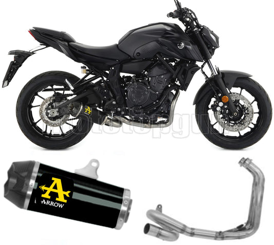 SCARICO OMOLOGATO OPEN ARROW WORKS IN NICHROM NERO CON FONDELLO IN CARBY COMPATIBILE CON YAMAHA TRACER 7 21/23