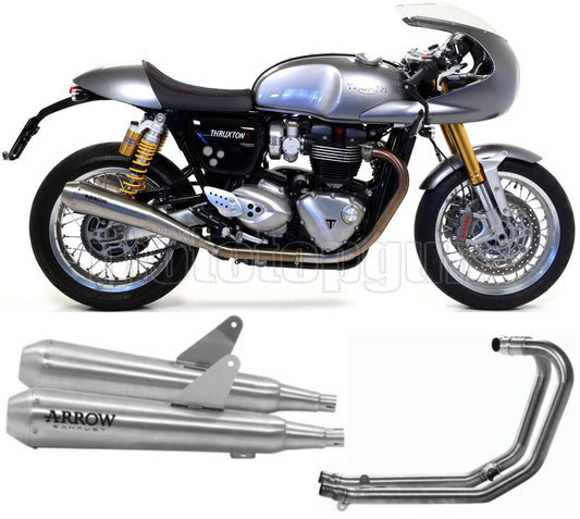SCARICO OMOLOGATO CATALIZZATO ARROW PRO-RACING IN NICHROM CON FONDELLO IN INOX COMPATIBILE CON TRIUMPH THRUXTON 1200 16/20