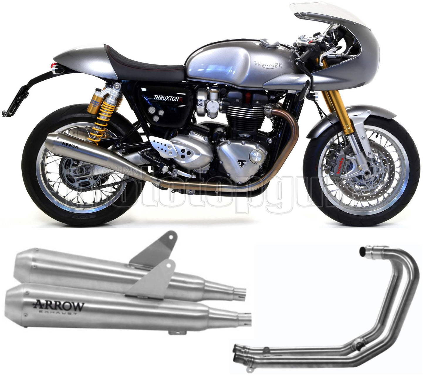 SCARICO OMOLOGATO CATALIZZATO ARROW PRO-RACING IN NICHROM CON FONDELLO IN INOX COMPATIBILE CON TRIUMPH THRUXTON 1200 16/20