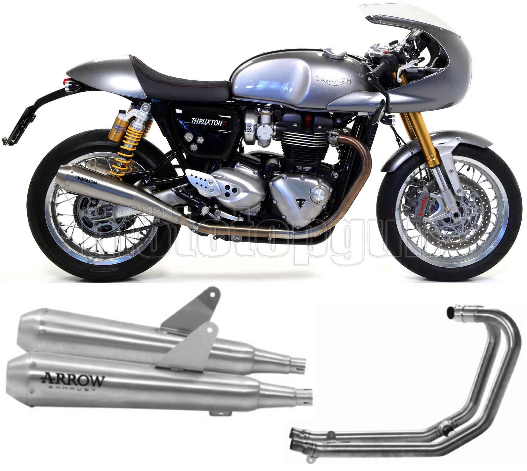 SCARICO OMOLOGATO CATALIZZATO ARROW PRO-RACING IN NICHROM CON FONDELLO IN INOX COMPATIBILE CON TRIUMPH THRUXTON 1200 RS 20/23