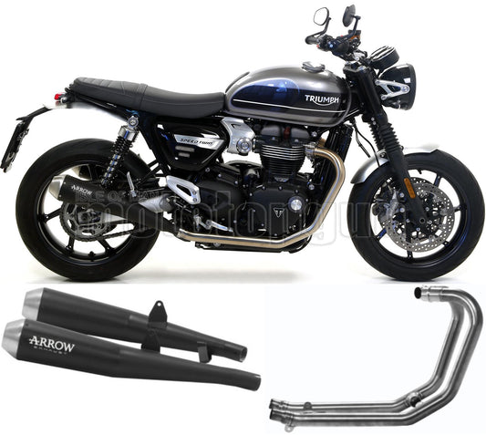 SCARICO OMOLOGATO CATALIZZATO ARROW PRO-RACING IN NICHROM NERO CON FONDELLO IN INOX COMPATIBILE CON TRIUMPH SPEED TWIN 1200 19/20