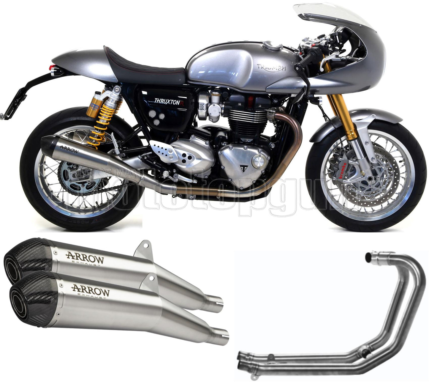 SCARICO OMOLOGATO CATALIZZATO ARROW PRO-RACING IN NICHROM CON FONDELLO IN CARBY COMPATIBILE CON TRIUMPH THRUXTON 1200 16/20