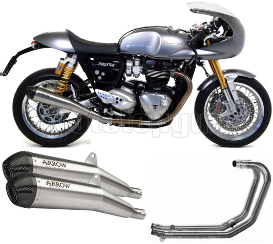SCARICO OMOLOGATO CATALIZZATO ARROW PRO-RACING IN NICHROM CON FONDELLO IN CARBY COMPATIBILE CON TRIUMPH THRUXTON 1200 RS 20/23