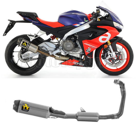 SCARICO COMPLETO OMOLOGATO CATALIZZATO ARROW INDY-RACE IN TITANIO CON FONDELLO IN CARBY COMPATIBILE CON APRILIA RS 660 20/23