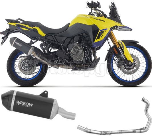 ARROW SCARICO COMPLETO OMOLOGATO OPEN EXPLORER ALLUMINIO NERO FONDELLO CARBY COMPATIBILE CON SUZUKI V-STROM 800 DE 25/26