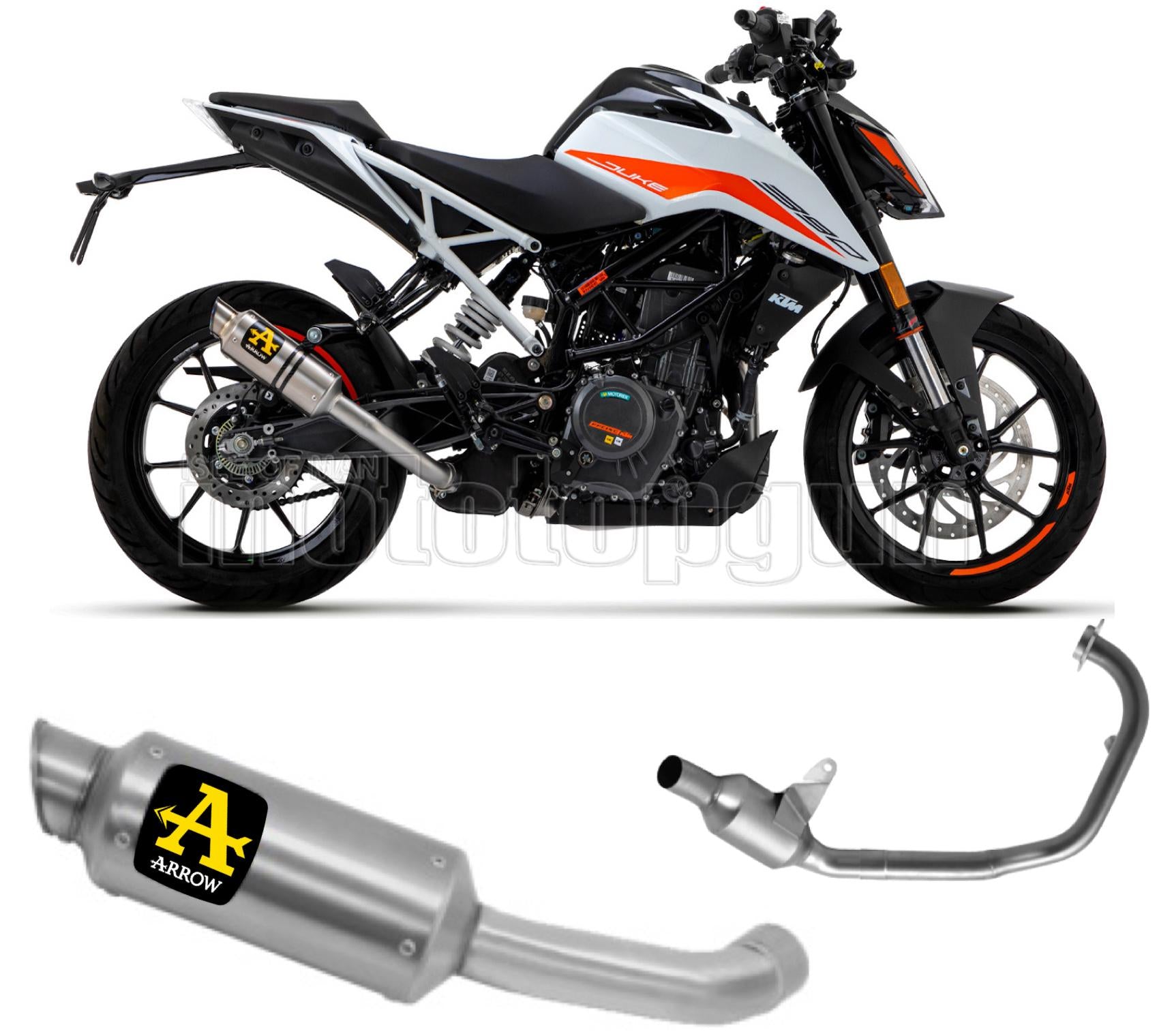 SCARICO OMOLOGATO OPEN ARROW GP2 GP-2 IN TITANIO CON FONDELLO IN INOX COMPATIBILE CON KTM DUKE 390 21/23