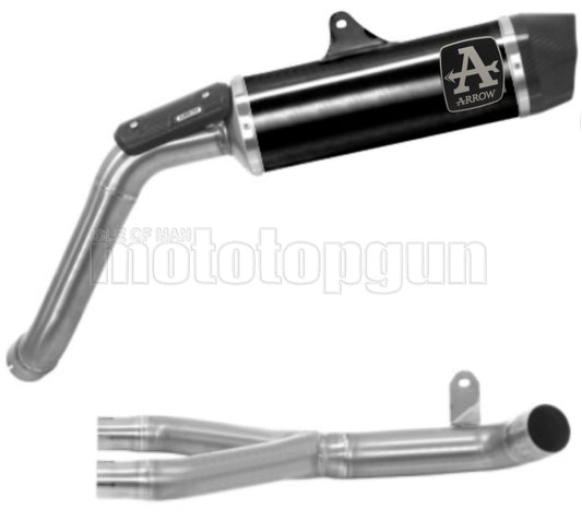 SCARICO OMOLOGATO ARROW INDY-RACE IN ALLUMINIO NERO CON FONDELLO IN CARBY COMPATIBILE CON MOTO GUZZI V85 TT 21/23
