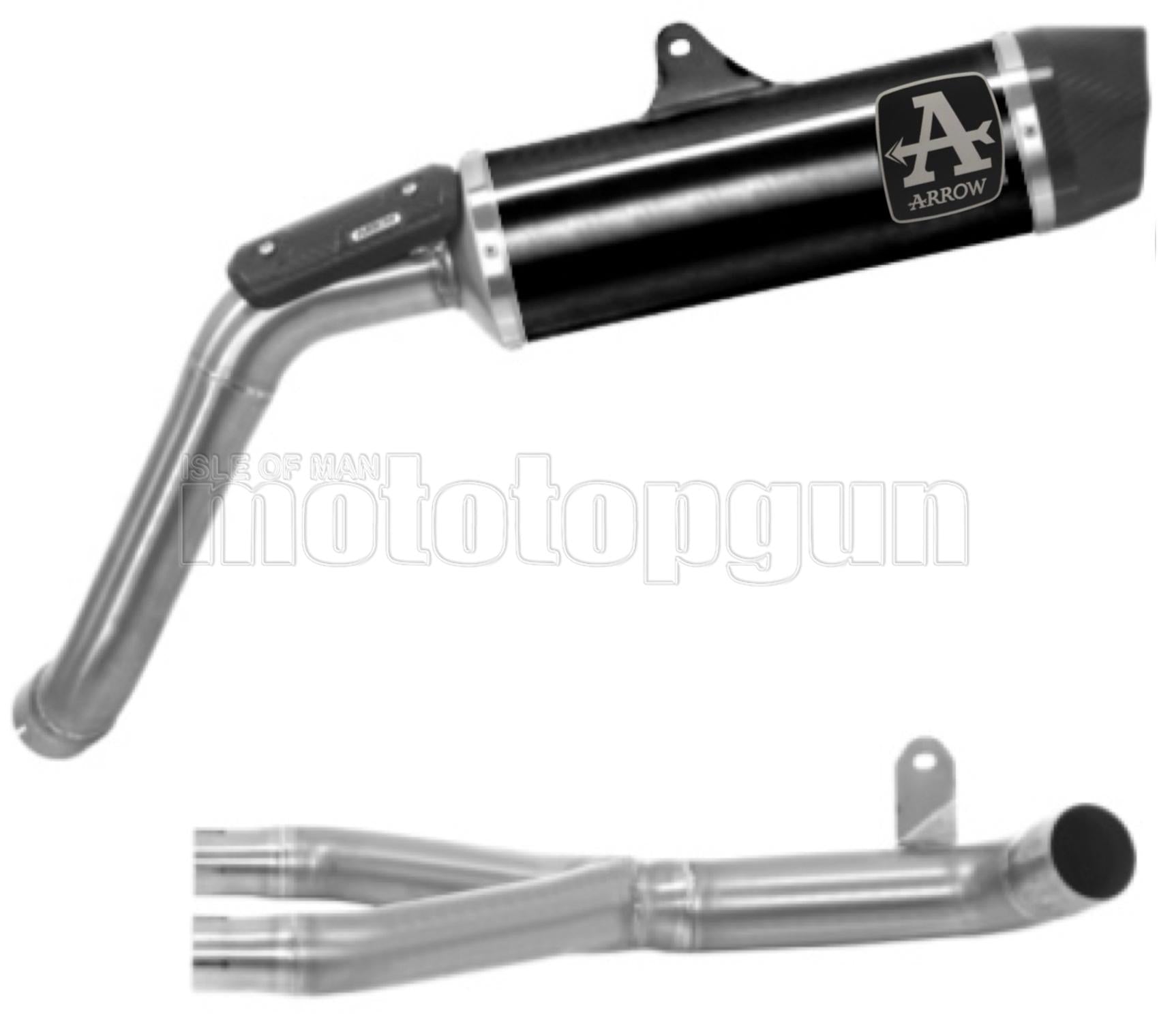 SCARICO OMOLOGATO ARROW INDY-RACE IN ALLUMINIO NERO CON FONDELLO IN CARBY COMPATIBILE CON MOTO GUZZI V85 TT 21/23