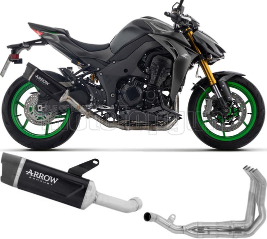 SCARICO COMPLETO OMOLOGATO OPEN INDY-RACE EVO ALLUMINIO NERO FONDELLO CARBY COMPATIBILE CON ARROW KAWASAKI Z1100 Z-1100 25/26
