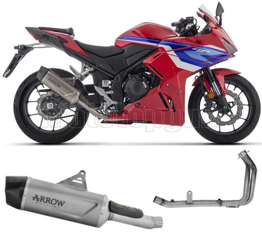 SCARICO OMOLOGATO ARROW INDY-RACE EVO IN TITANIO CON FONDELLO IN CARBY COMPATIBILE CON HONDA CBR 500 R 2024
