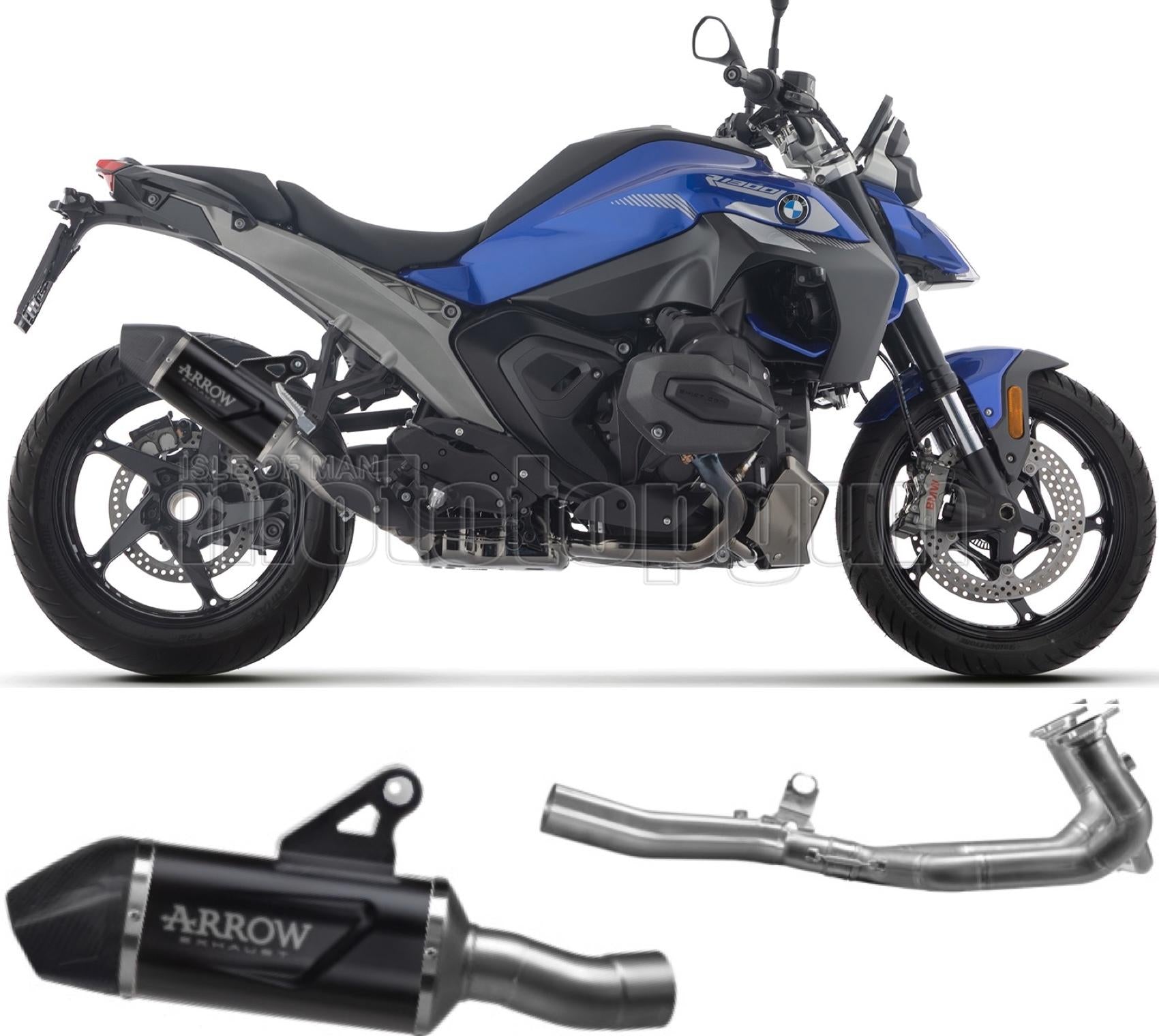 ARROW SCARICO COMPLETO OMOLOGATO OPEN INDY-RACE EVO ALLUMINIO NERO E COLLETTORE IN TITANIO FONDELLO CARBY COMPATIBILE CON BMW R 1300 R 25/26