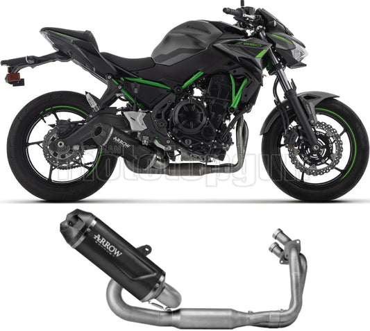 ARROW SCARICO COMPLETO OMOLOGATO CATALIZZATO INDY-RACE EVO ALLUMINIO NERO FONDELLO CARBY COMPATIBILE CON KAWASAKI Z650 Z-650 35KW 24/25