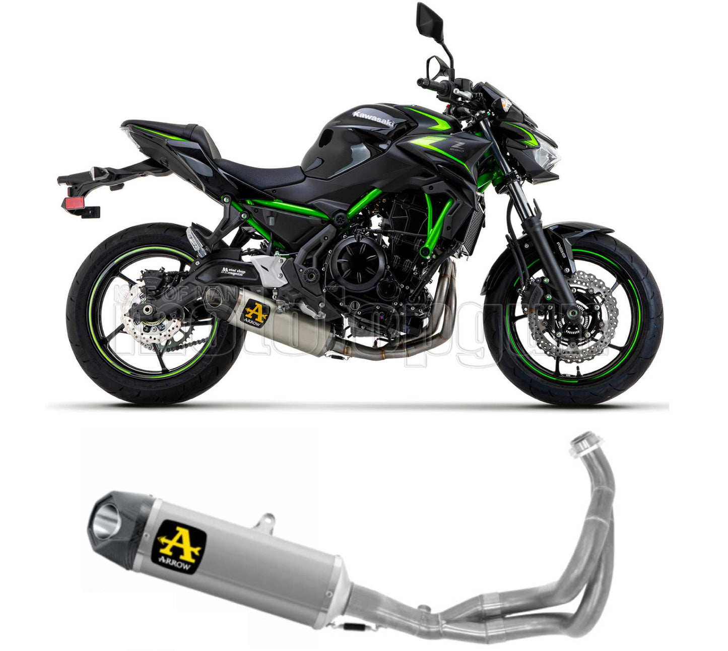 SCARICO OMOLOGATO OPEN ARROW INDY-RACE IN TITANIO CON FONDELLO IN CARBY COMPATIBILE CON KAWASAKI Z650 Z-650 21/23