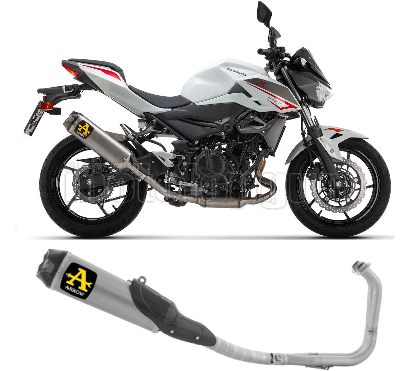 SCARICO OMOLOGATO ARROW INDY-RACE IN TITANIO CON FONDELLO IN CARBY COMPATIBILE CON KAWASAKI Z400 Z-400 2023