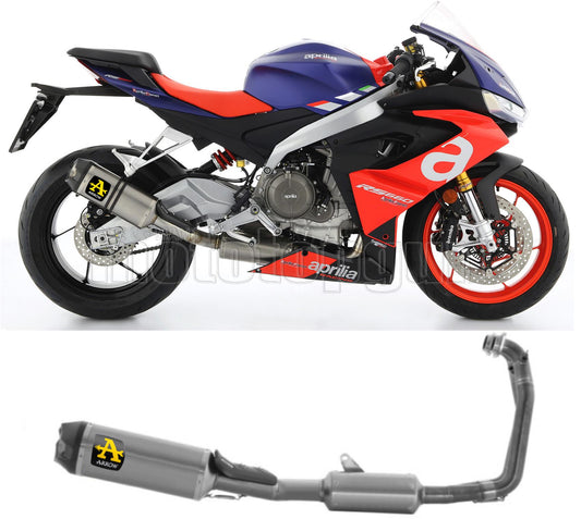 SCARICO OMOLOGATO OPEN ARROW INDY-RACE IN ALLUMINIO CON FONDELLO IN CARBY COMPATIBILE CON APRILIA RS 660 20/23