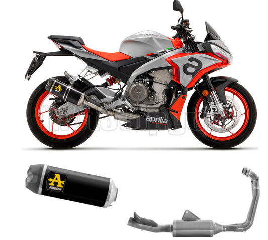 SCARICO OMOLOGATO OPEN ARROW INDY-RACE IN ALLUMINIO NERO CON FONDELLO IN CARBY COMPATIBILE CON APRILIA TUONO 660 21/23