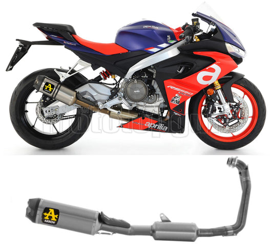 SCARICO OMOLOGATO OPEN ARROW INDY-RACE IN TITANIO CON FONDELLO IN CARBY COMPATIBILE CON APRILIA RS 660 20/23