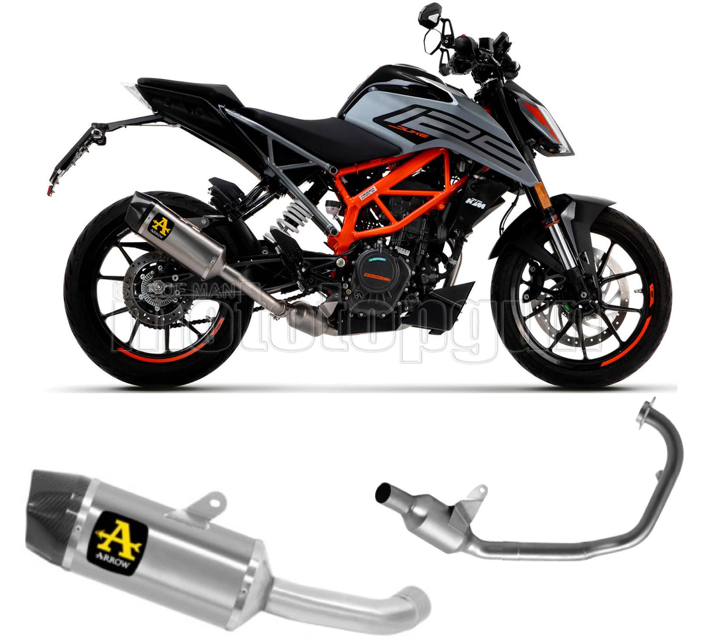 SCARICO OMOLOGATO OPEN ARROW INDY-RACE IN TITANIO CON FONDELLO IN CARBY COMPATIBILE CON KTM DUKE 125 21/23