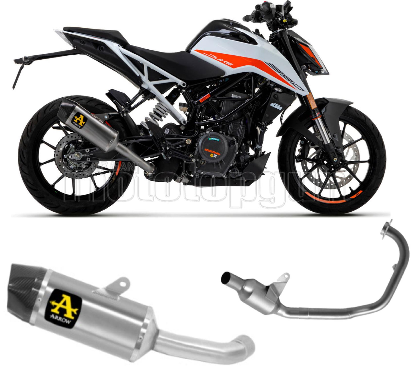 SCARICO OMOLOGATO OPEN ARROW INDY-RACE IN TITANIO CON FONDELLO IN CARBY COMPATIBILE CON KTM DUKE 390 21/23