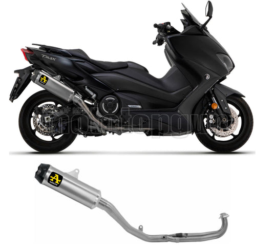 SCARICO RACE DOPPIO TERMINALE ARROW INDY-RACE IN TITANIO CON FONDELLO IN CARBY COMPATIBILE CON YAMAHA TMAX T-MAX 560 20/21