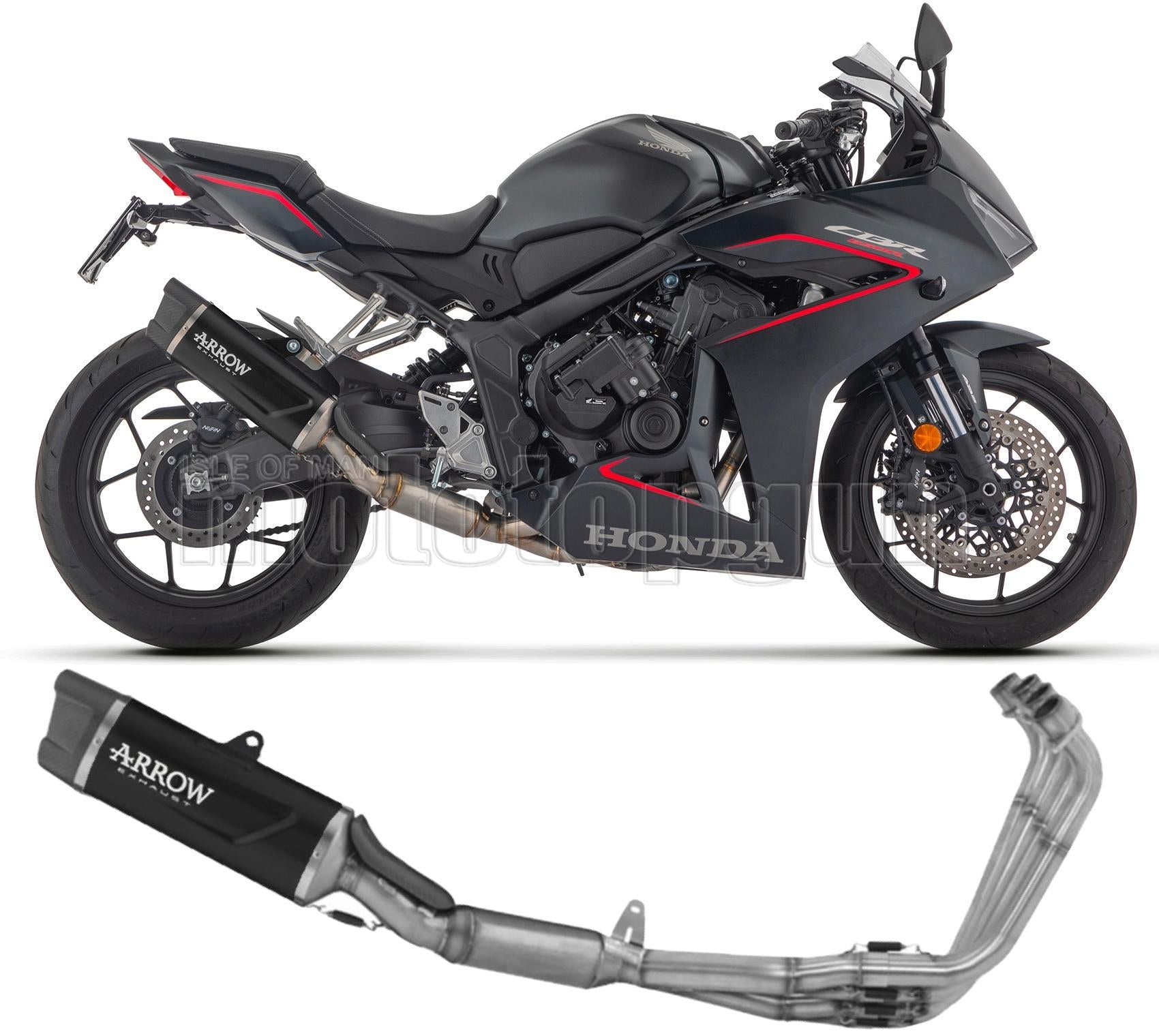 ARROW SCARICO COMPLETO OMOLOGATO OPEN INDY-RACE EVO ALLUMINIO NERO FONDELLO CARBY COMPATIBILE CON HONDA CB 650 R 24/25