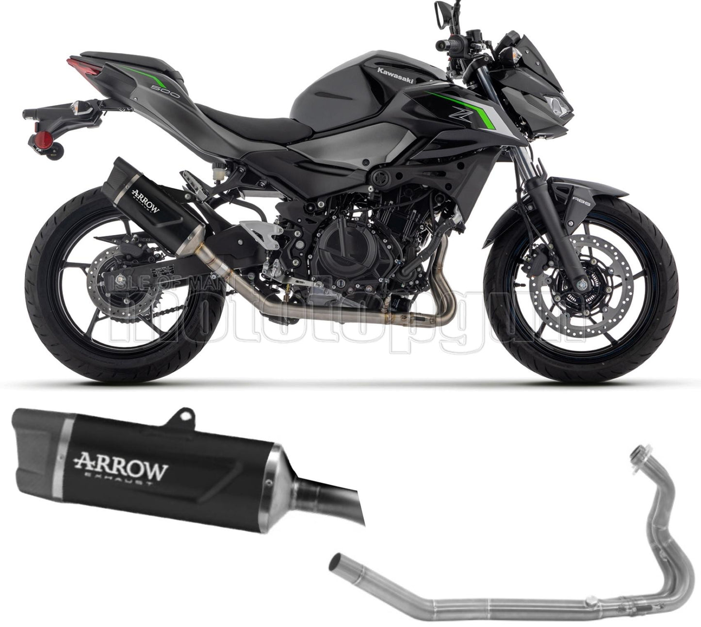 SCARICO OMOLOGATO ARROW INDY-RACE EVO IN ALLUMINIO NERO CON COPPA IN CARBONIO COMPATIBILE CON KAWASAKI Z-500 Z500 2024