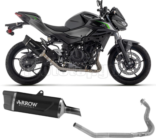 SCARICO OMOLOGATO ARROW INDY-RACE EVO IN ALLUMINIO NERO CON COPPA IN CARBONIO COMPATIBILE CON KAWASAKI Z-500 Z500 2024
