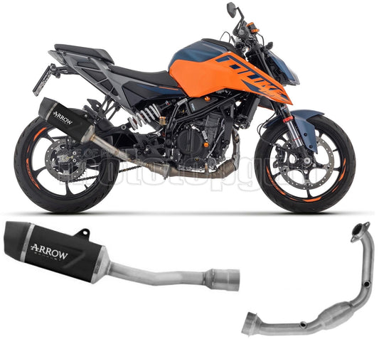 SCARICO OMOLOGATO ARROW INDY-RACE IN ALLUMINIO NERO CON FONDELLO IN IN CARBONIO COMPATIBILE CON KTM DUKE 125 2024