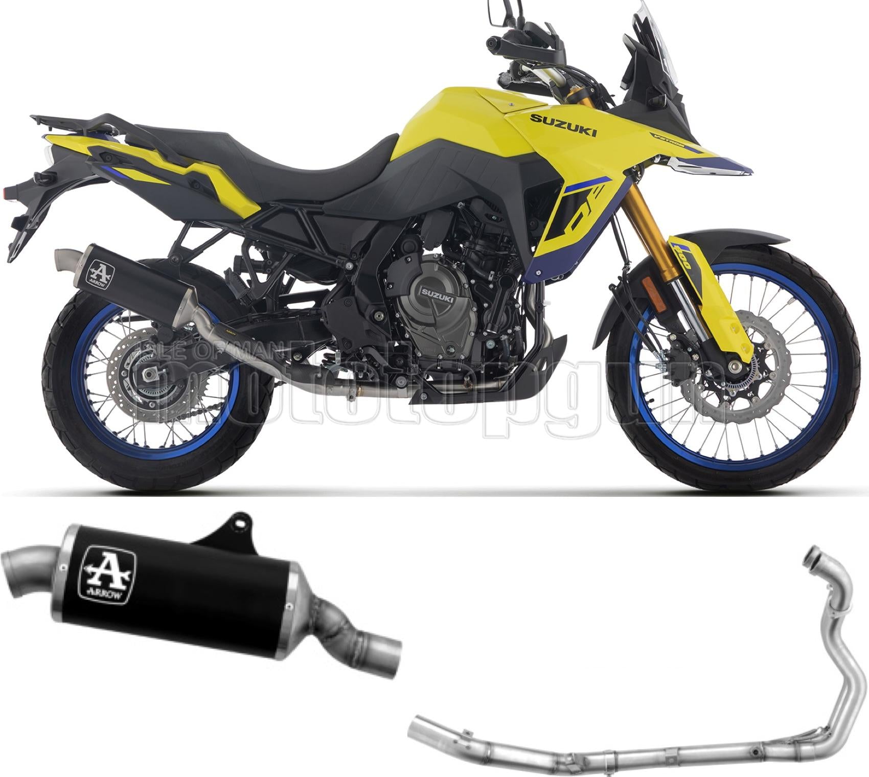 ARROW SCARICO COMPLETO OMOLOGATO OPEN INDY-RACE ALLUMINIO NERO FONDELLO INOX COMPATIBILE CON SUZUKI V-STROM 800 DE 25/26