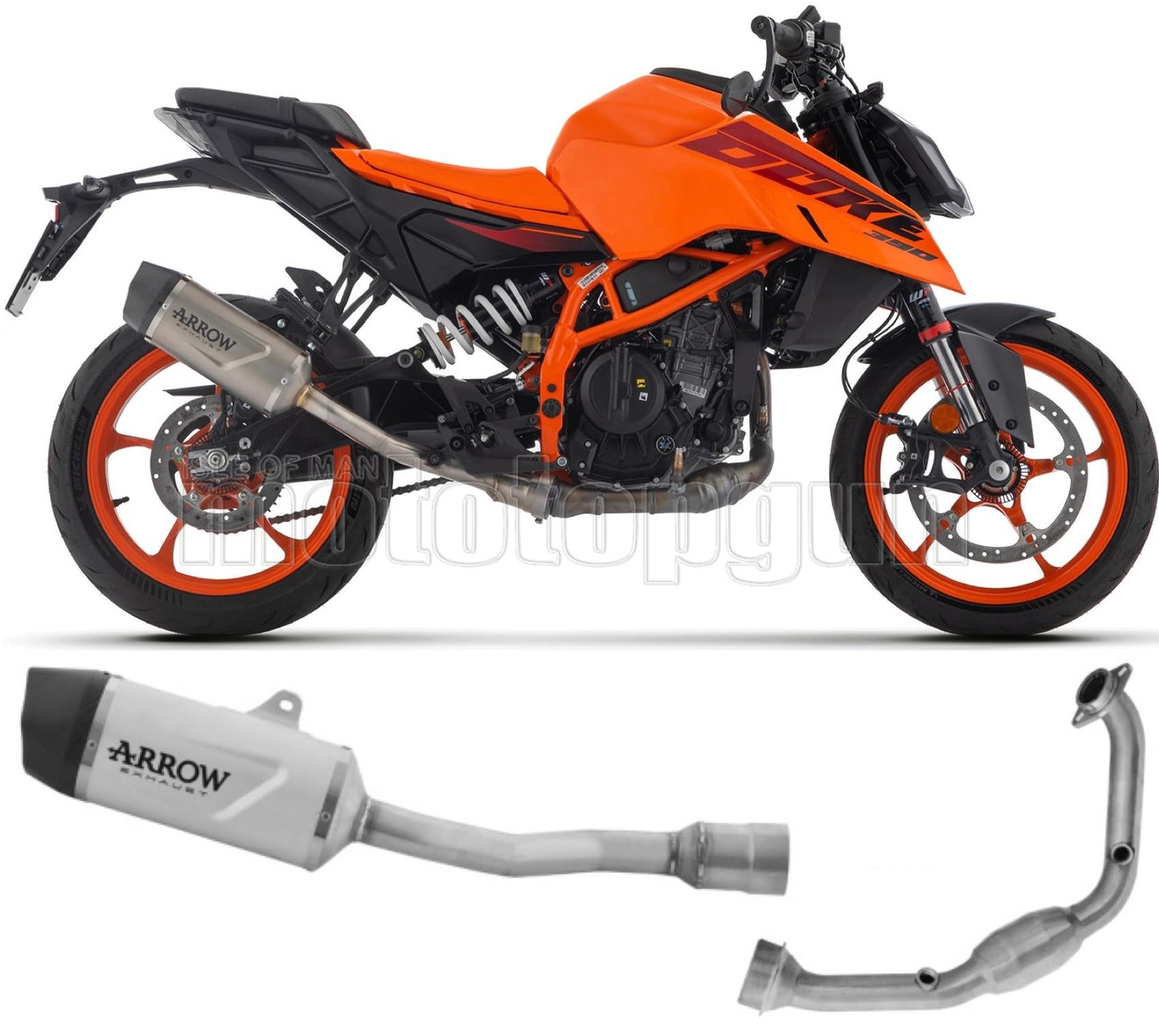 SCARICO OMOLOGATO ARROW INDY-RACE IN TITANIO CON FONDELLO IN IN CARBONIO COMPATIBILE CON KTM DUKE 390 2024