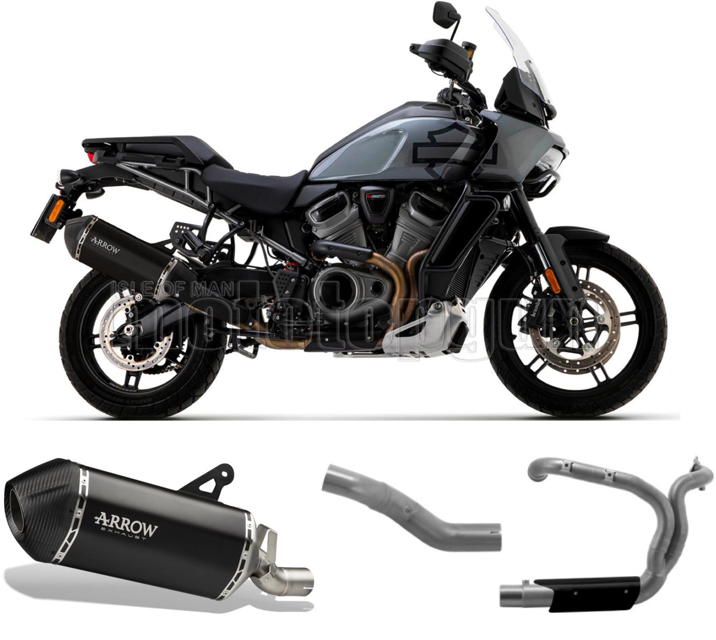 SCARICO OMOLOGATO ARROW SONORA IN TITANIO NERO CON FONDELLO IN CARBY COMPATIBILE CON HARLEY DAVIDSON PAN SPECIAL 1250 20/23