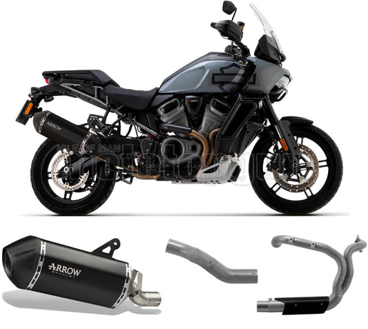 SCARICO OMOLOGATO ARROW SONORA IN TITANIO NERO CON FONDELLO IN CARBY COMPATIBILE CON HARLEY DAVIDSON PAN SPECIAL 1250 20/23