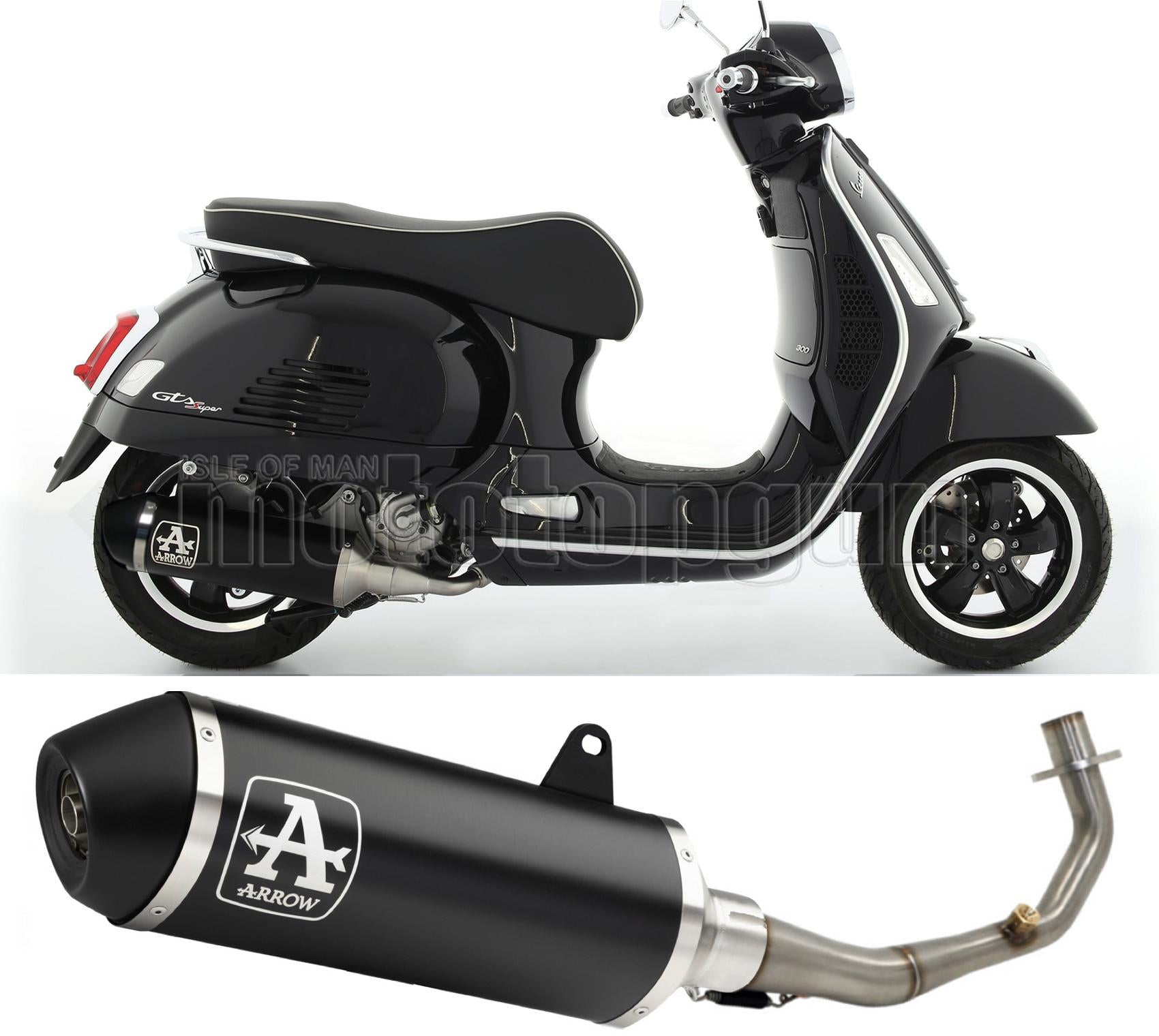 RACCORDO OPEN ARROW URBAN IN ALLUMINIO NERO CON FONDELLO IN ALLUMINIO NERO COMPATIBILE CON PIAGGIO VESPA GTS 300 21/22
