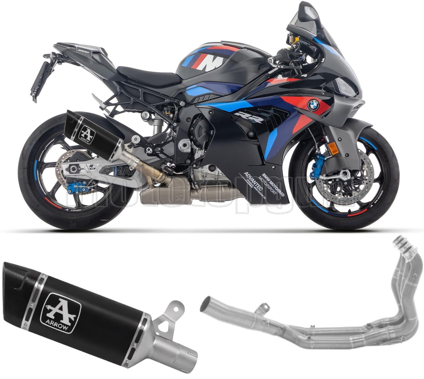 ARROW SCARICO COMPLETO OMOLOGATO OPEN PISTA TITANIO NERO FONDELLO CARBY COMPATIBILE CON BMW M1000 M-1000 RR 25/26