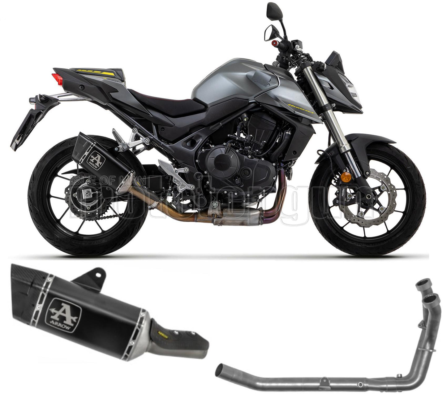 ARROW SCARICO COMPLETO OMOLOGATO OPEN PISTA ALLUMINIO NERO FONDELLO INOX COMPATIBILE CON HONDA CB 750 HORNET 23/24