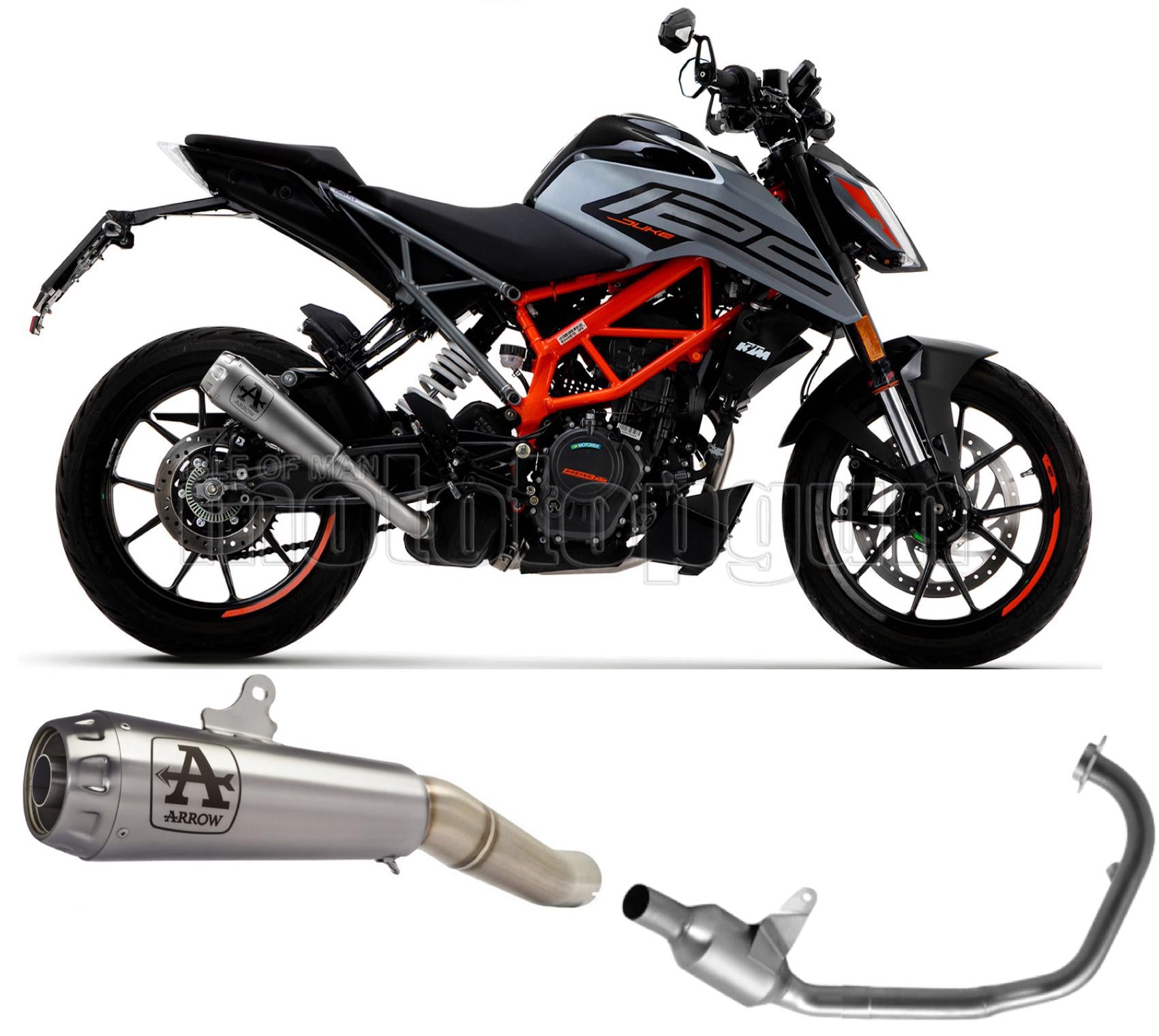 SCARICO OMOLOGATO OPEN ARROW PRO-RACE IN NICHROM CON FONDELLO IN INOX COMPATIBILE CON KTM DUKE 125 21/23