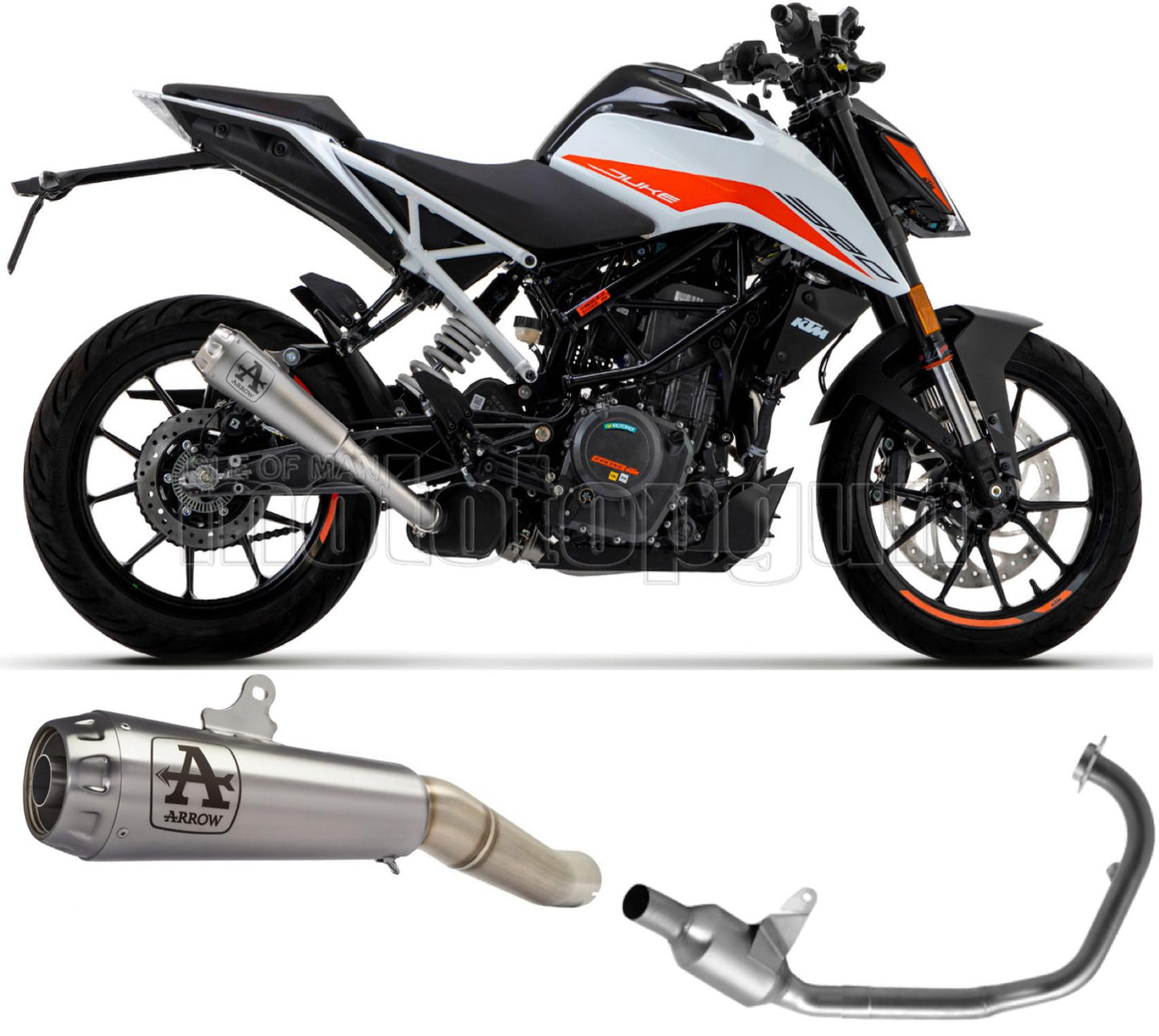 SCARICO OMOLOGATO OPEN ARROW PRO-RACE IN NICHROM CON FONDELLO IN INOX COMPATIBILE CON KTM DUKE 390 21/23