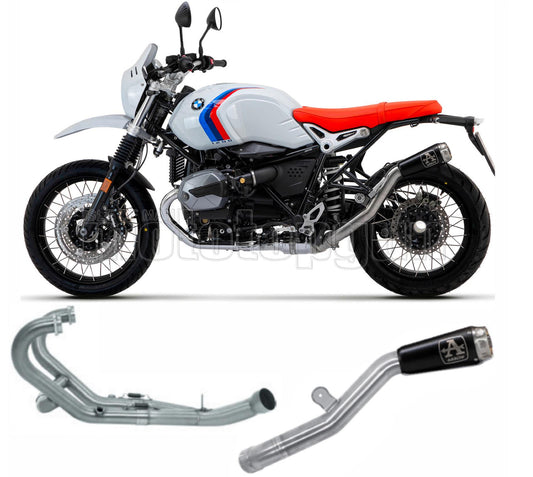 SCARICO OMOLOGATO OPEN ARROW PRO-RACE IN NICHROM NERO CON FONDELLO IN INOX COMPATIBILE CON BMW R NINE T URBAN GS 21/23