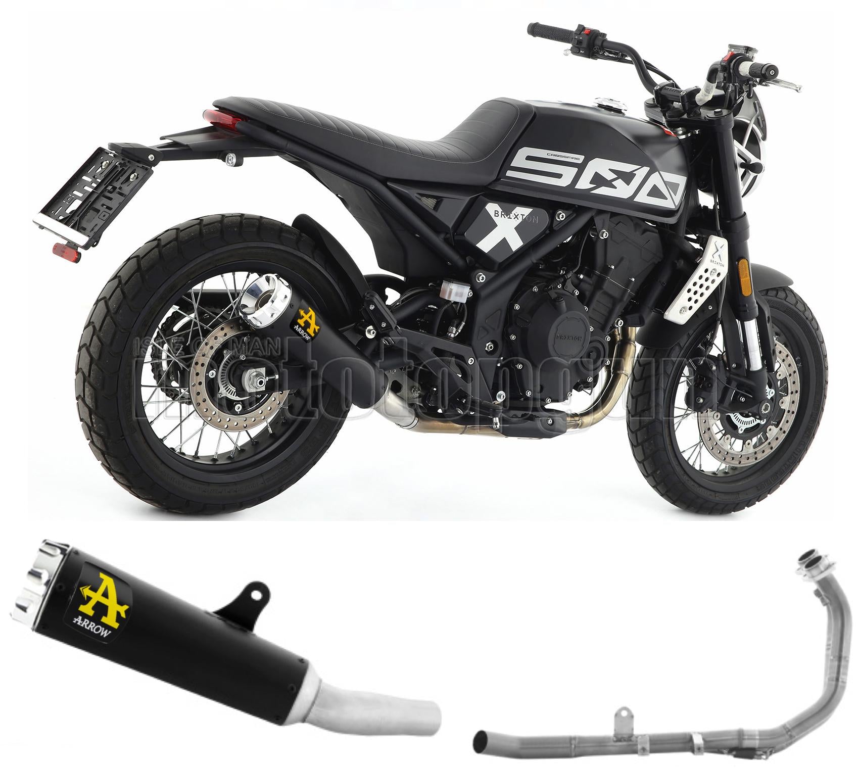SCARICO RACE ARROW REBEL IN ALLUMINIO NERO CON FONDELLO IN ALLUMINIO COMPATIBILE CON BRIXTON CROSSFIRE 500 X 21/23