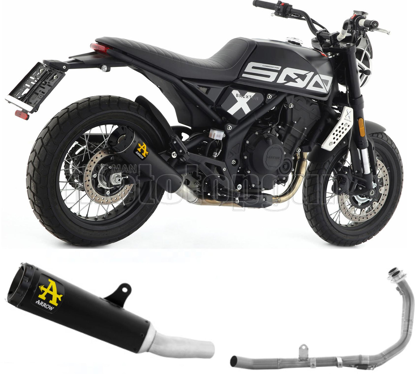 SCARICO RACE ARROW REBEL IN ALLUMINIO NERO CON FONDELLO IN ALLUMINIO NERO COMPATIBILE CON BRIXTON CROSSFIRE 500 X 21/23