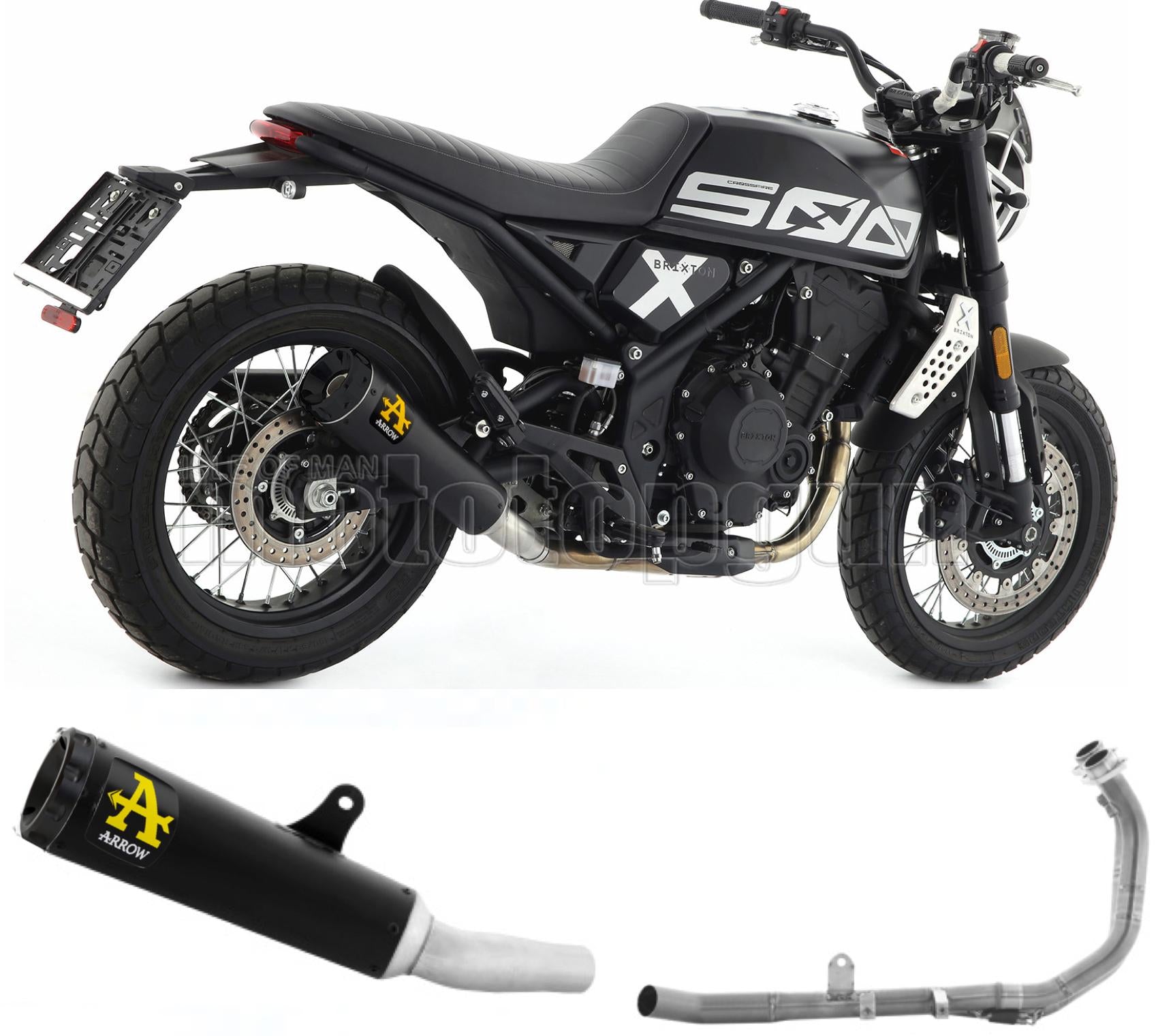 SCARICO RACE ARROW REBEL IN ALLUMINIO NERO CON FONDELLO IN ALLUMINIO NERO COMPATIBILE CON BRIXTON CROSSFIRE 500 X 21/23