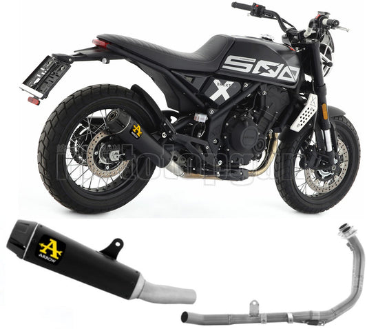 SCARICO RACE ARROW REBEL IN ALLUMINIO NERO CON FONDELLO IN CARBY COMPATIBILE CON BRIXTON CROSSFIRE 500 X 21/23