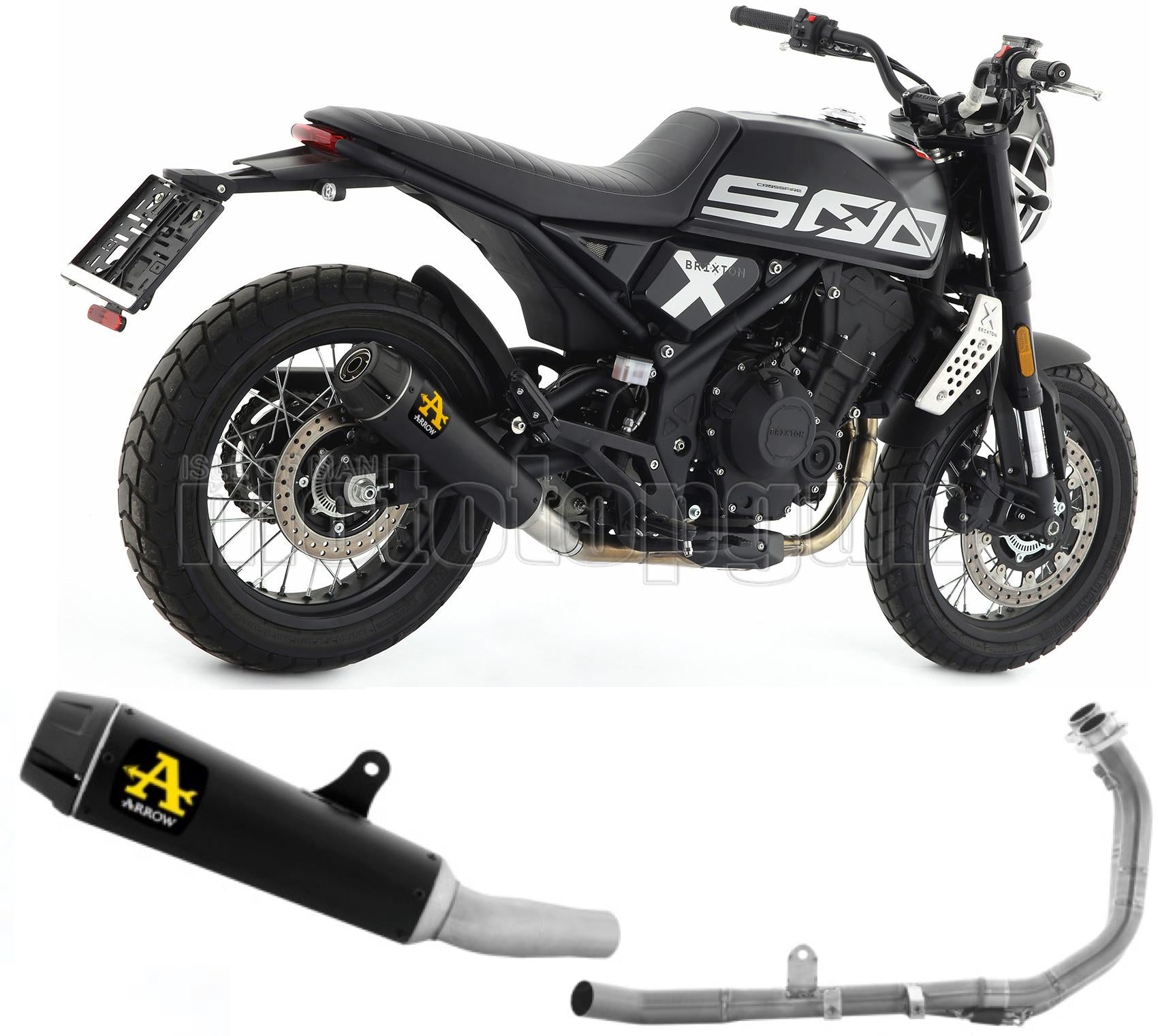 SCARICO RACE ARROW REBEL IN ALLUMINIO NERO CON FONDELLO IN CARBY COMPATIBILE CON BRIXTON CROSSFIRE 500 X 21/23