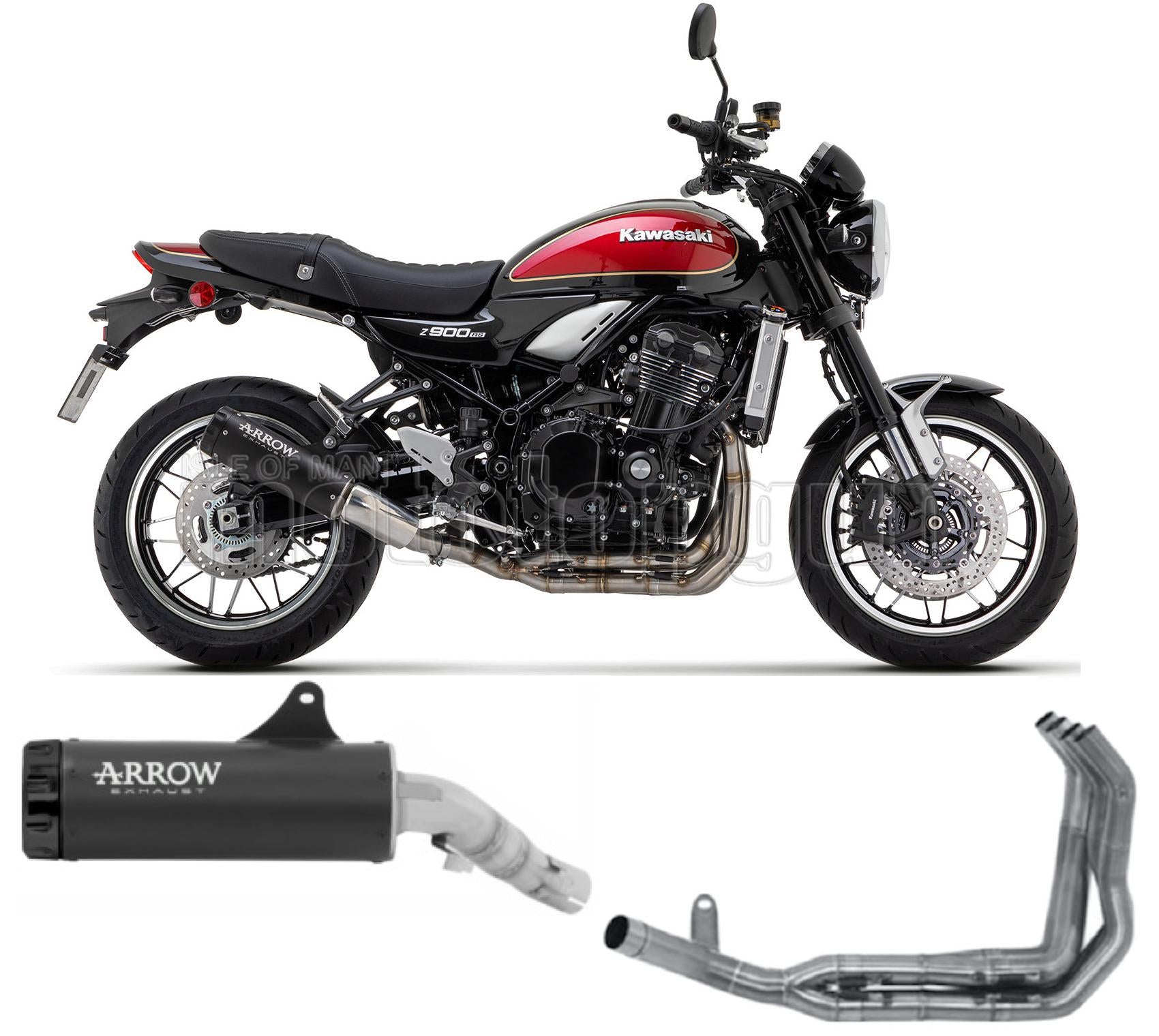 SCARICO RACE ARROW REBEL IN ALLUMINIO NERO CON FONDELLO IN ALLUMINIO NERO COMPATIBILE CON KAWASAKI Z900 Z-900 RS 22/23
