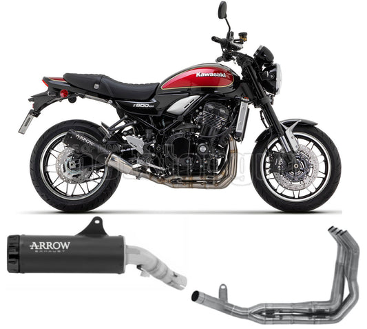SCARICO RACE ARROW REBEL IN ALLUMINIO NERO CON FONDELLO IN ALLUMINIO NERO COMPATIBILE CON KAWASAKI Z900 Z-900 RS 22/23