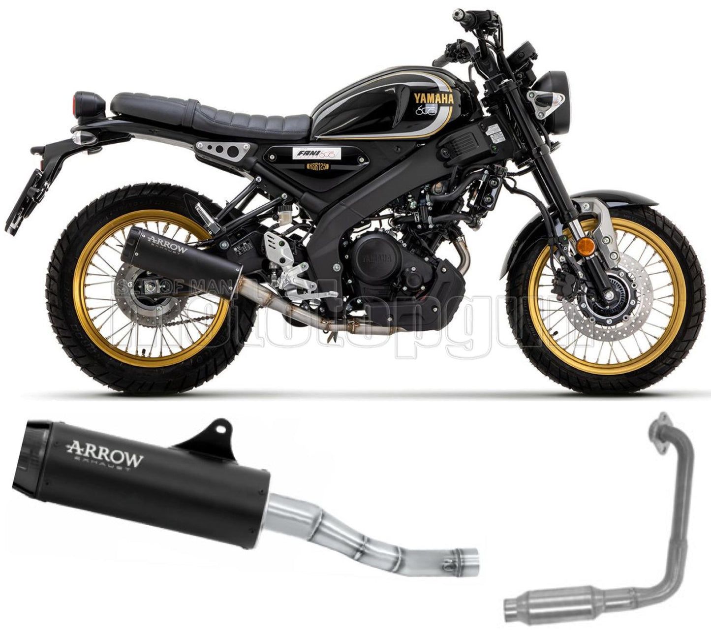 SCARICO OMOLOGATO ARROW REBEL IN ALLUMINIO NERO CON FONDELLO IN ALLUMINIO NERO COMPATIBILE CON YAMAHA XSR 125 22/23