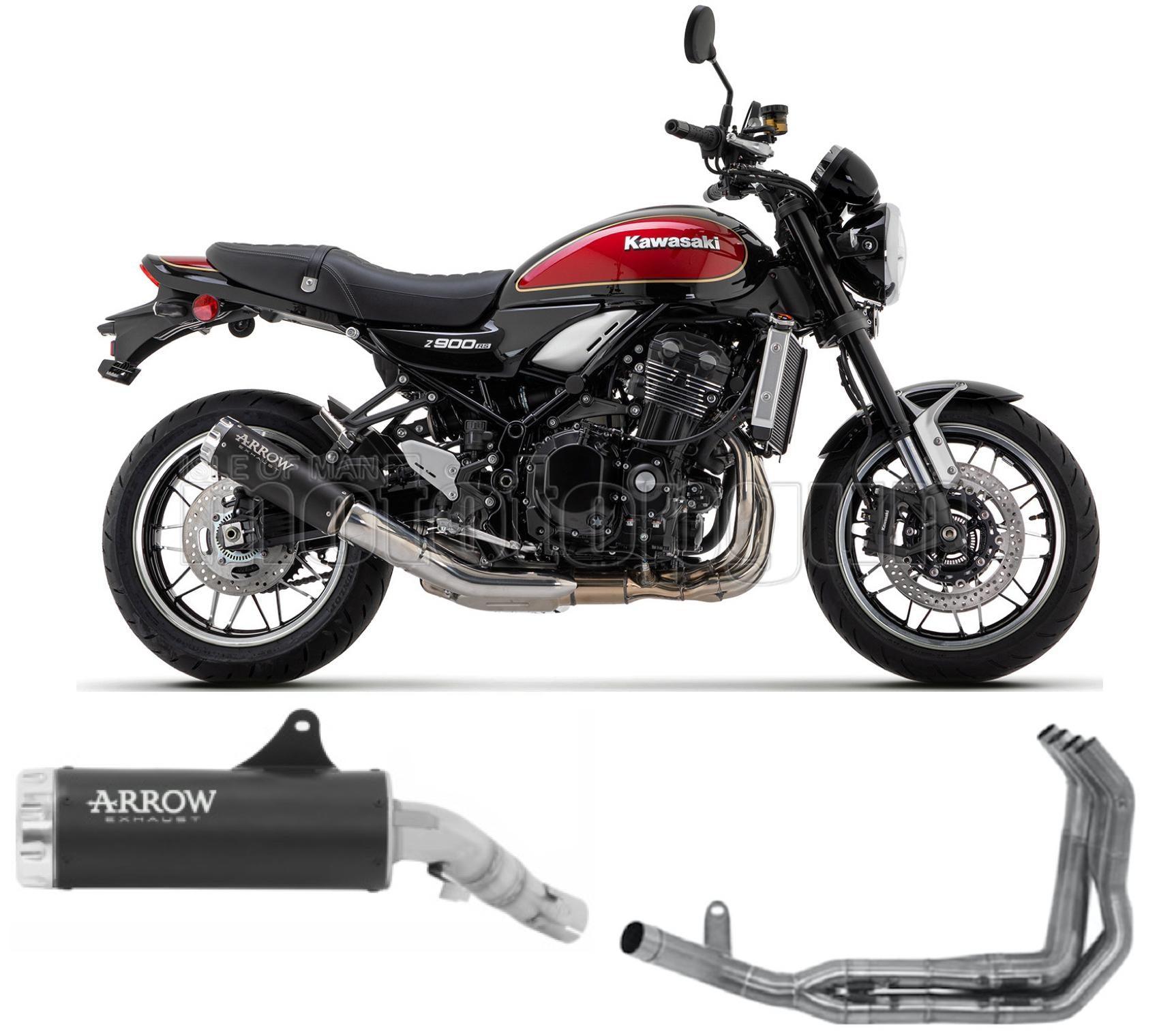 SCARICO RACE ARROW REBEL IN ALLUMINIO NERO CON FONDELLO IN ALLUMINIO COMPATIBILE CON KAWASAKI Z900 Z-900 RS 22/23
