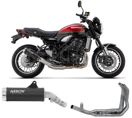 SCARICO RACE ARROW REBEL IN ALLUMINIO NERO CON FONDELLO IN ALLUMINIO COMPATIBILE CON KAWASAKI Z900 Z-900 RS 22/23