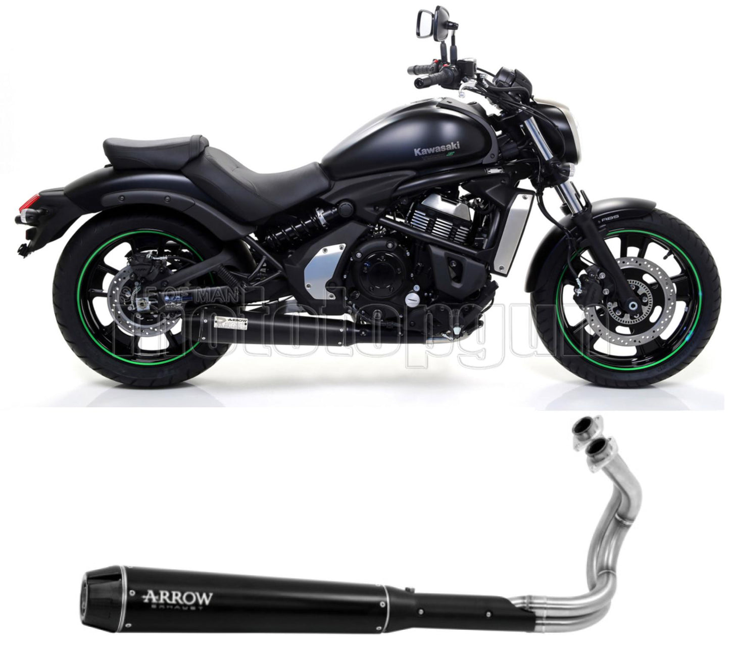 SCARICO RACE ARROW REBEL IN ALLUMINIO NERO CON FONDELLO IN CARBY COMPATIBILE CON KAWASAKI VULCAN S 650 21/22